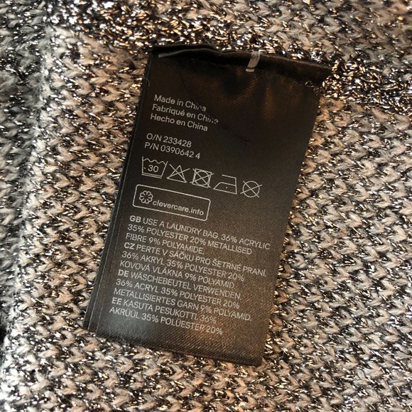 H&M Womens Sweater Chunky Knit Oversized Metallic Ombre Crew Neck Gray Silver S - Picture 4 of 4